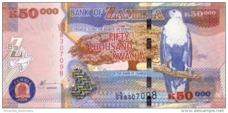 ZAMBIA 50000 KWACHA 2003 P48a UNC RARE ! [ZM150a] - Zambia