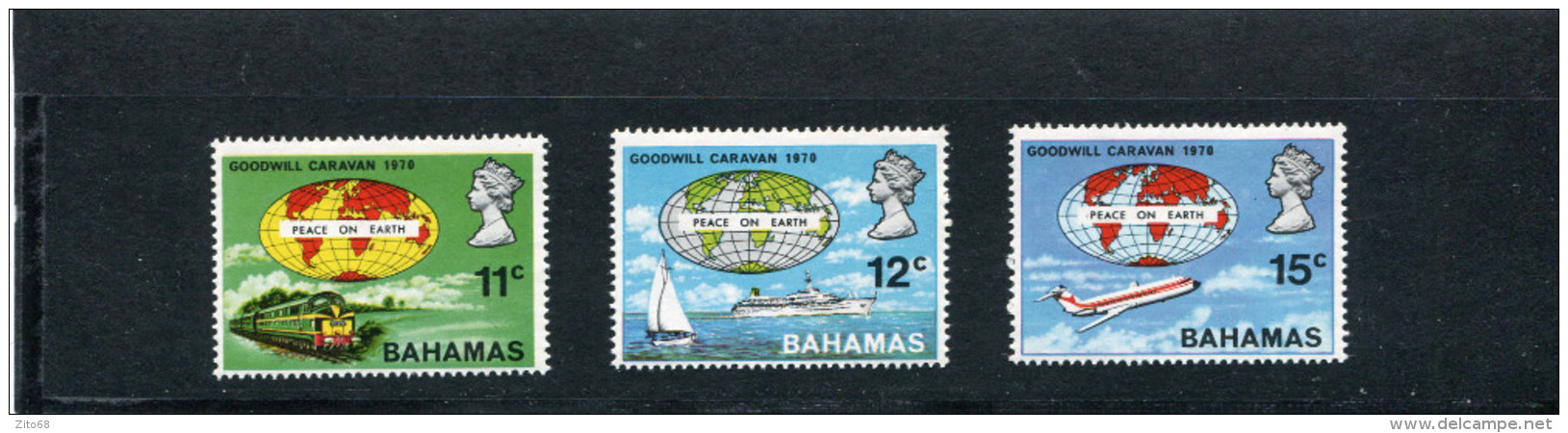 BAHAMAS  1970 Y&T 293-295** Trains Avions Bateaux - Bahamas (1973-...)