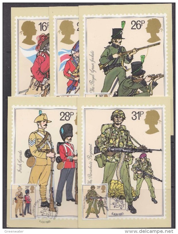 Great Britain 1983 British Army 5v 5 Maxicards (small Wrinkle In Left Corner, Under) (30403) - Maximumkaarten