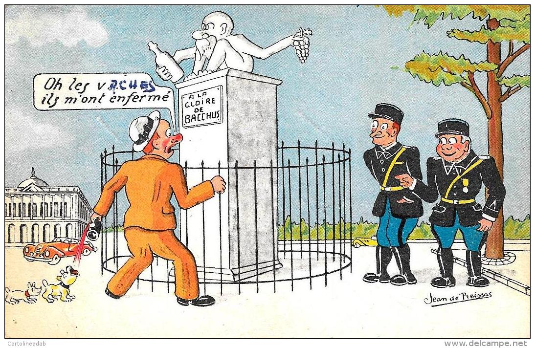 [DC2959] CPA - HUMOR - JEAN DE PREISSAS - Illustration Gendarmes. Oh Les V... Ils M' Ont Enfe - Viaggiata - Old Postcard - Humor