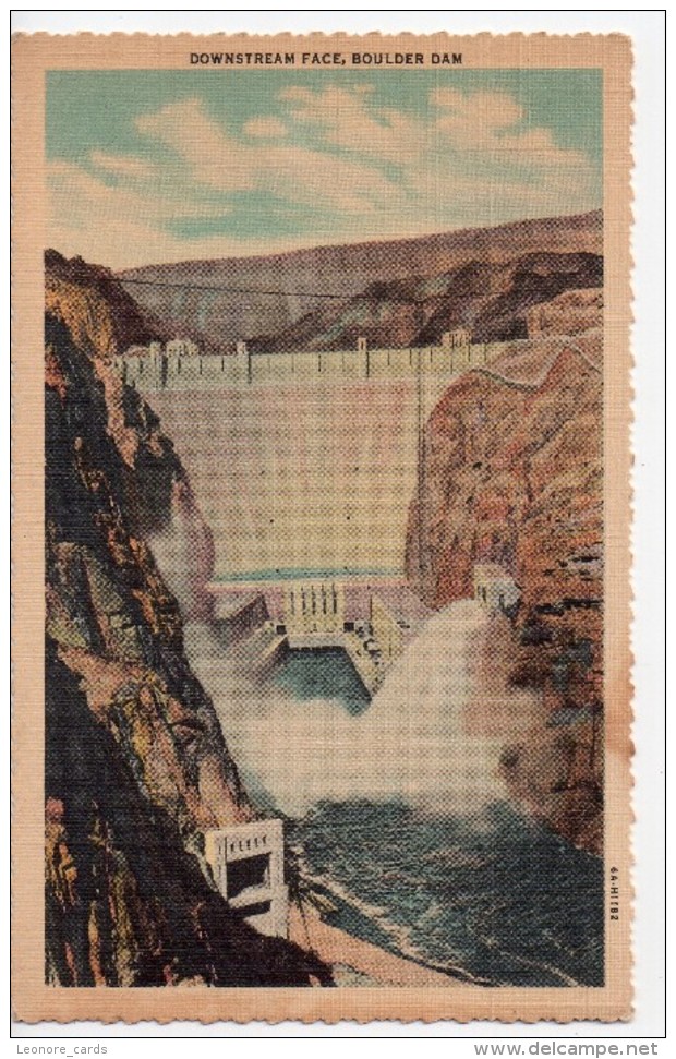 CPA.1937.Etats-Unis.Nevada.Boulder Dam.Downstream Face.Barrage Hoover.en Aval. - Autres & Non Classés