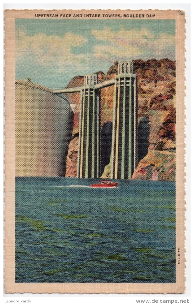 CPA.1937.Etats-Unis.Nevada.Boulder Dam.Upstream Face And INtake Tower.Barrage Hoover.en Amont. - Autres & Non Classés