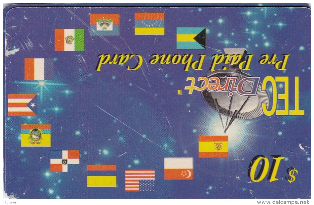 United States, US-DIG-006, $10, DigiTec Direct, Satellite And Flags, 2 Scans.  NB : Bad Condition - [3] Magnetic Cards