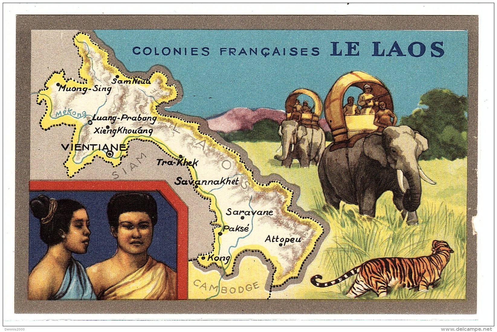 LE LAOS - Colonies Françaises - ELEPHANT - Ed. Produits Chimiques  Lion Noir - Laos