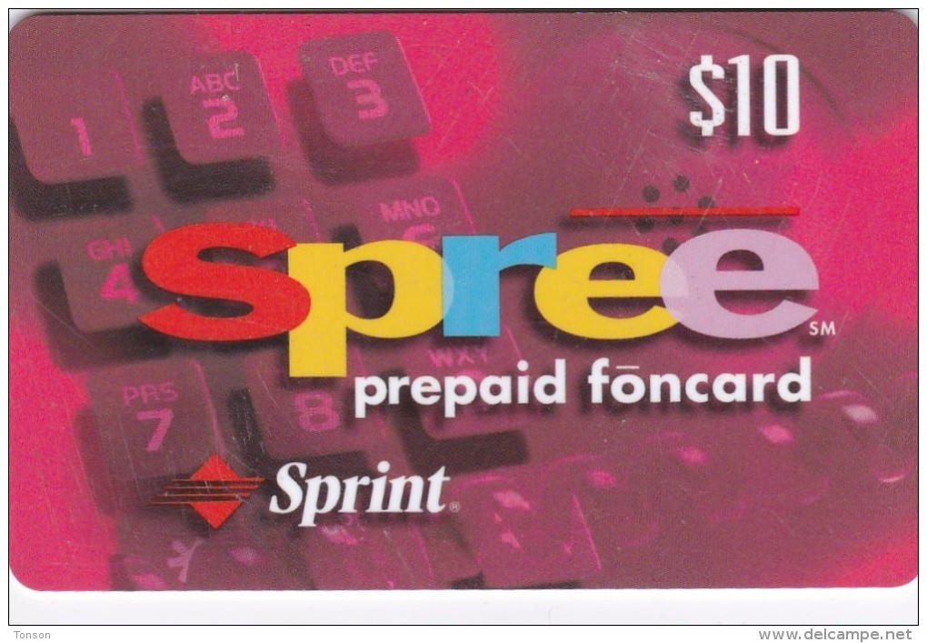 United States, Sprint, $10 Spree Instant Foncard - Key Pad In Red, 2 Scans.  Exp. 09/30/98 - Sprint