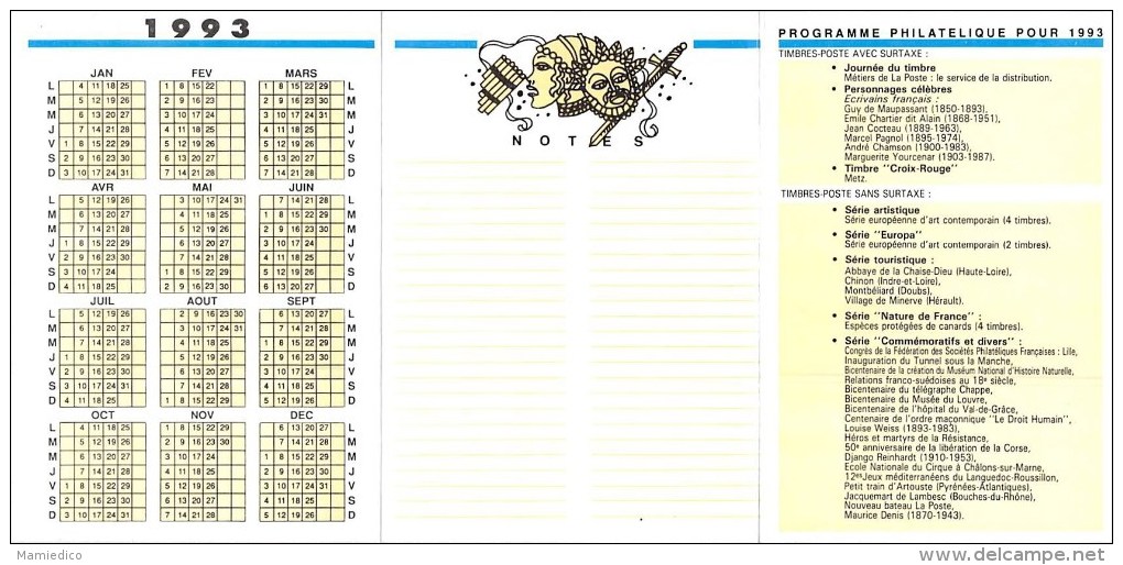 4 Calendriers (21,5 Cm/10,5 Cm) En 3 Volets Pliables.1987/88/91/93 Dont JO D'Alberville. Emis Par La Poste - Autres & Non Classés