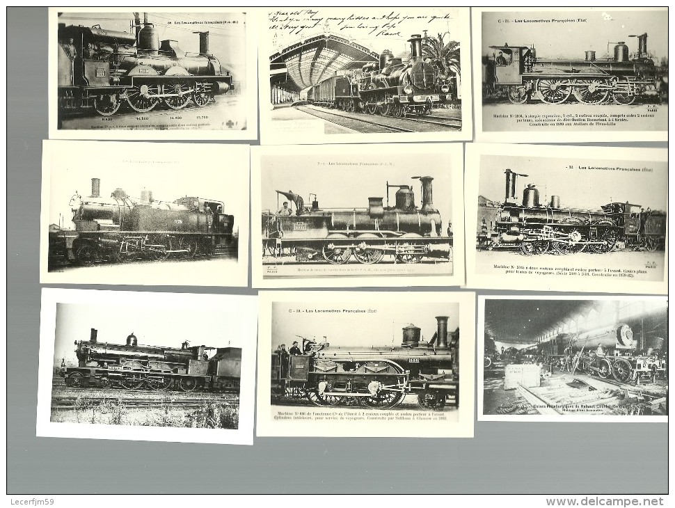 LOT DE 9 PHOTOS  TRAIN MACHINE A VAPEUR LOCOMOTIVE PHOTOGRAPHIE REPRODUITE EN +- 1950 D UNE COLLECTION PRIVEE - Other & Unclassified