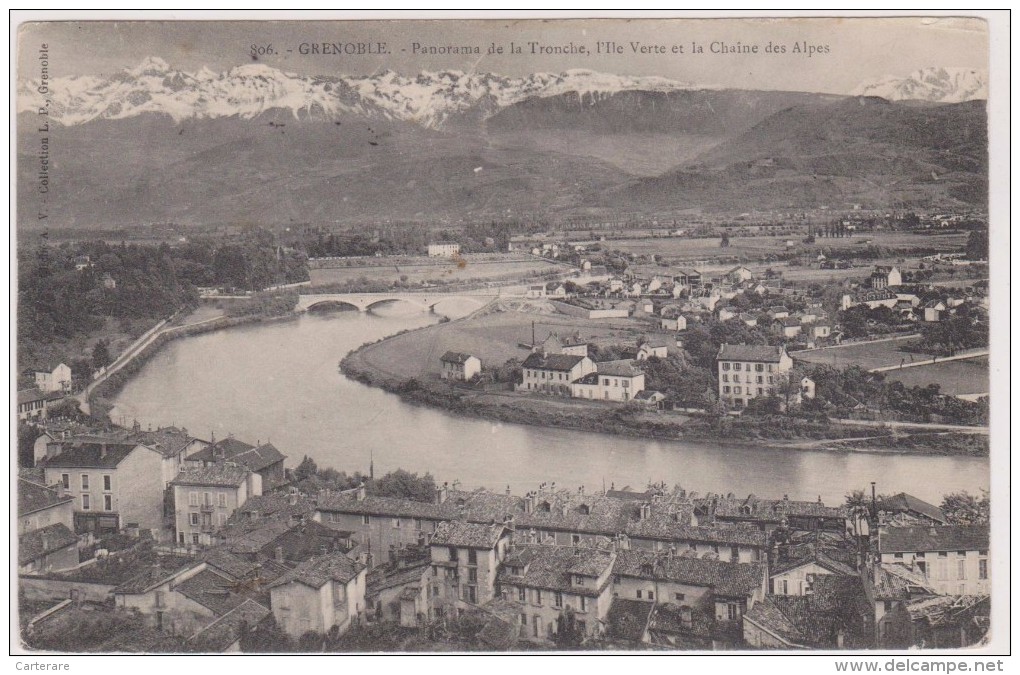 CARTE POSTALE ANCIENNE,LA TRONCHE EN 1907,prés Grenoble,ile Verte,isère,pont,trés Belle Vue Du Passé,rare - La Tronche