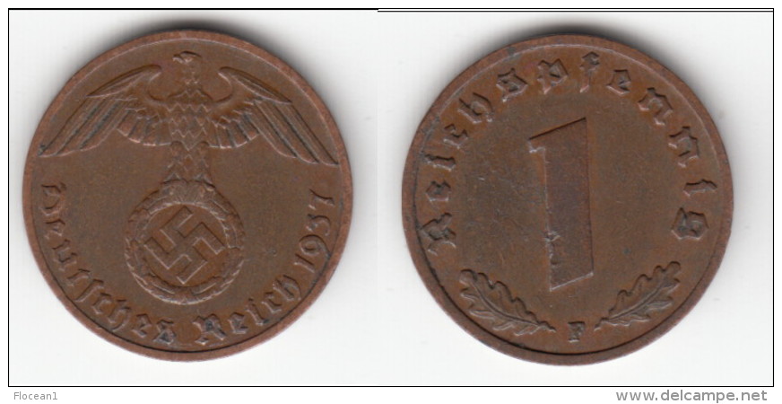 **** ALLEMAGNE - GERMANY - 1 REICHSPFENNIG 1937 F - 3ème REICH - THIRD REICH - BRONZE **** EN ACHAT IMMEDIAT - 1 Reichspfennig