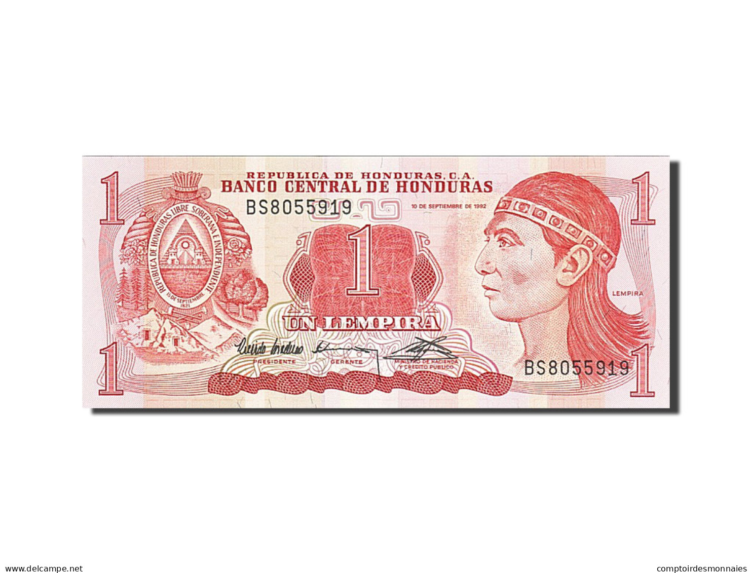 Billet, Honduras, 1 Lempira, 1992-1993, 1992-09-10, KM:71, NEUF - Honduras