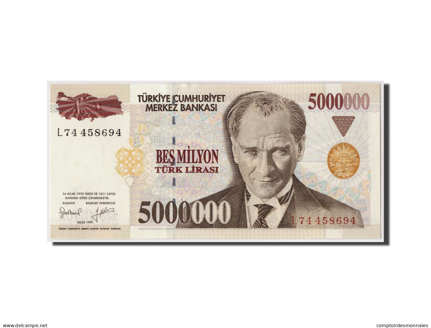 Billet, Turquie, 5,000,000 Lira, 1997, Undated, KM:210, NEUF - Turquie