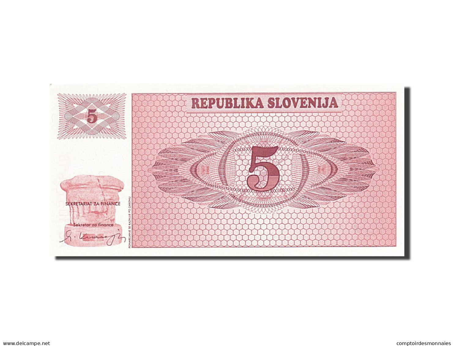 Billet, Slovénie, 5 (Tolarjev), 1990-1992, 1990, KM:3a, NEUF - Slovenia