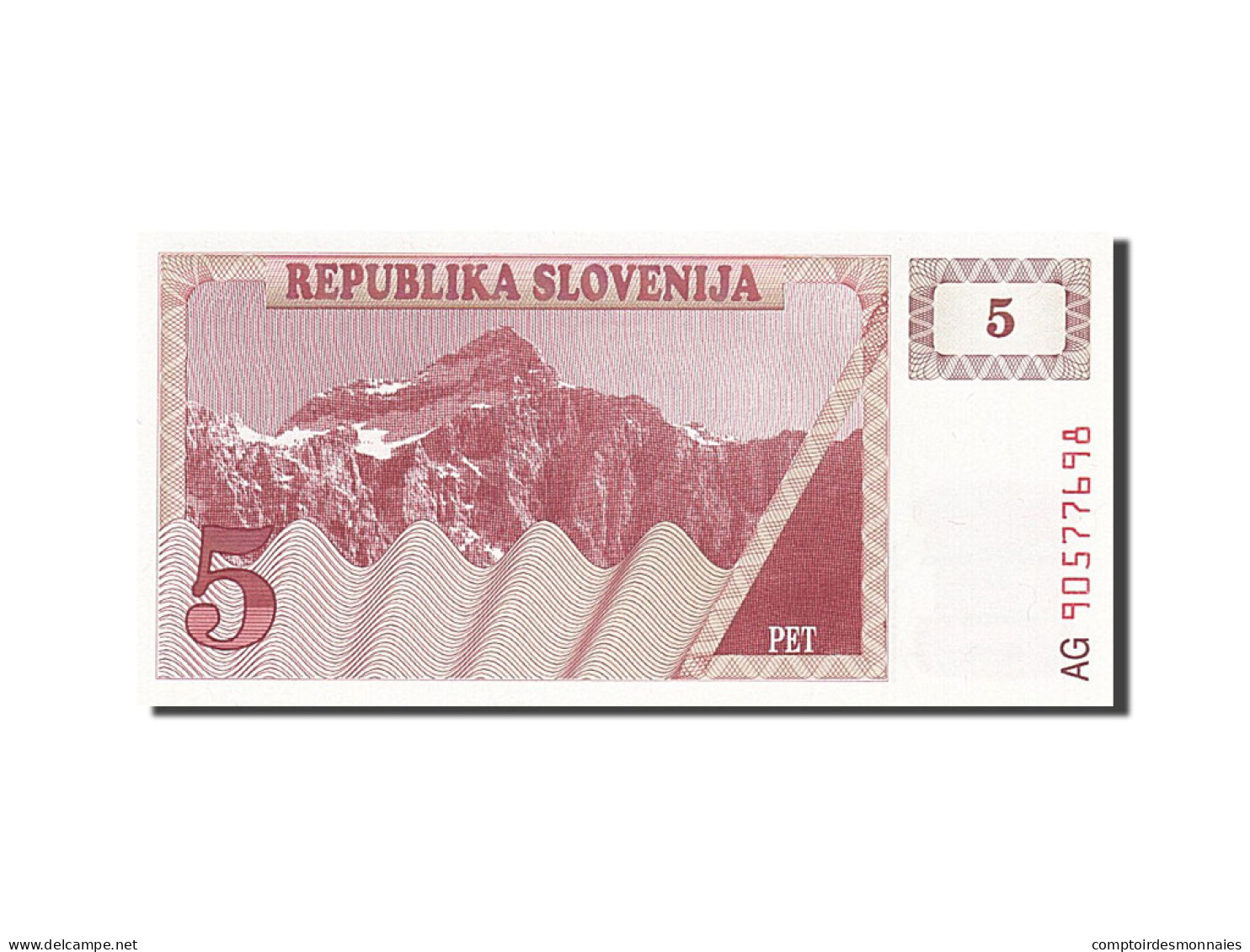 Billet, Slovénie, 5 (Tolarjev), 1990-1992, 1990, KM:3a, NEUF - Slovenia