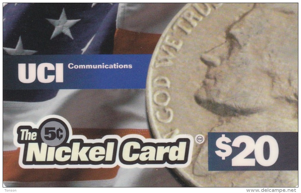 United States, UCI, $20, Nickel Card, Coin And Flag, 2 Scans. - Sonstige & Ohne Zuordnung