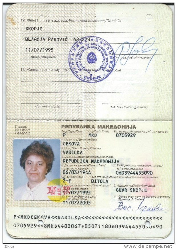 Passeport,passport, Pasaporte, Reisepass,Republic Of Macedonia,canceled - Historische Documenten