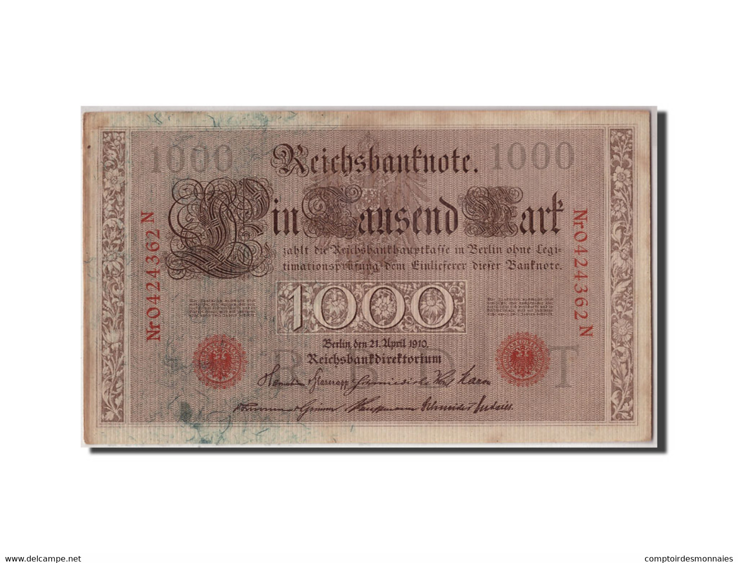 Billet, Allemagne, 1000 Mark, 1910, 1910-04-21, KM:44b, TTB+ - 1.000 Mark