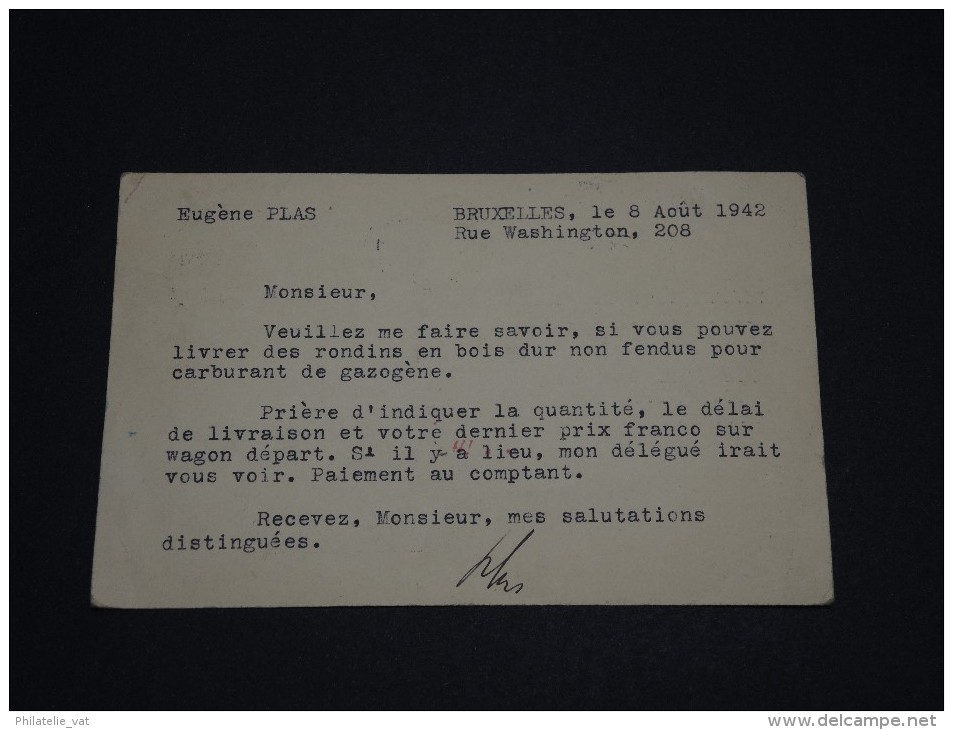 BELGIQUE - Carte Entier Avec Censure Allemande Sur Timbre Du Complément D´affr. Pour La France - Août 1942 - P19572 - Guerra 40 – 45 (Cartas & Documentos)