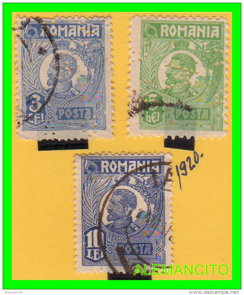 RUMANIA  ( POSTA ROMANA  EUROPA )  3 SELLOS  AÑO 1920-22 - Dienstmarken