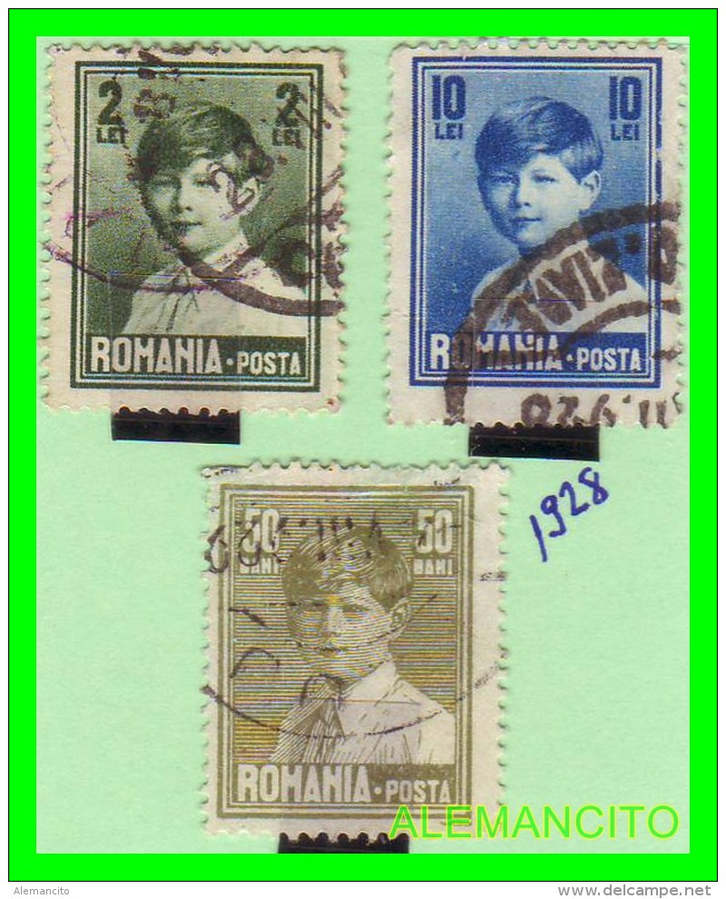 RUMANIA  ( POSTA ROMANA  EUROPA )  3 SELLOS  AÑO 1928 - Oficiales