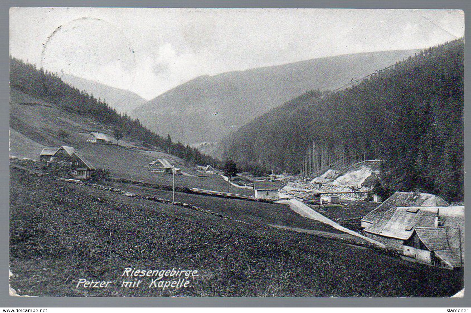 Alte Postkarte,PETZER MIT KAPELLE,RIESENGEBIRGE,Pec Pod Snezku,gelaufen 1904 - Böhmen Und Mähren