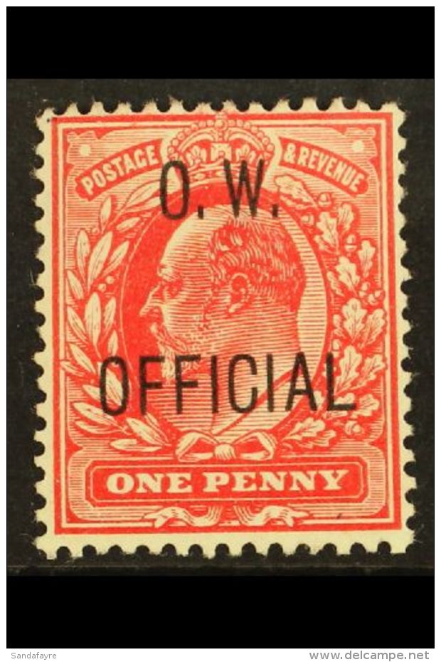 OFFICIAL 1902-3 1d Scarlet, "O.W. OFFICIAL" Overprint, SG O37, Very Fine Mint, Expertisation Mark On Reverse. For... - Sin Clasificación