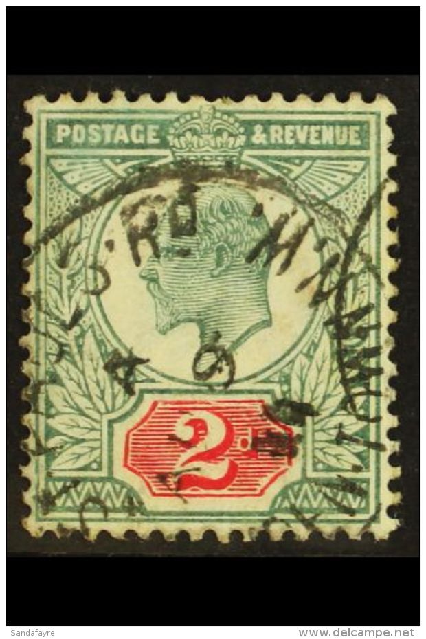 1902-10 2d Pale Grey-green &amp; Scarlet De La Rue Printing On Chalky Paper With DISTORTED TABLET - "RHOMBUS"... - Non Classificati