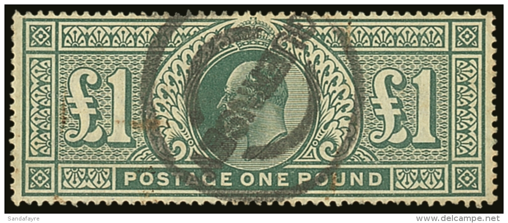 1902 &pound;1 Dull Blue Green SG 266, With Neat Guernsey Circular Cancel, Minor Faults.  For More Images, Please... - Non Classificati