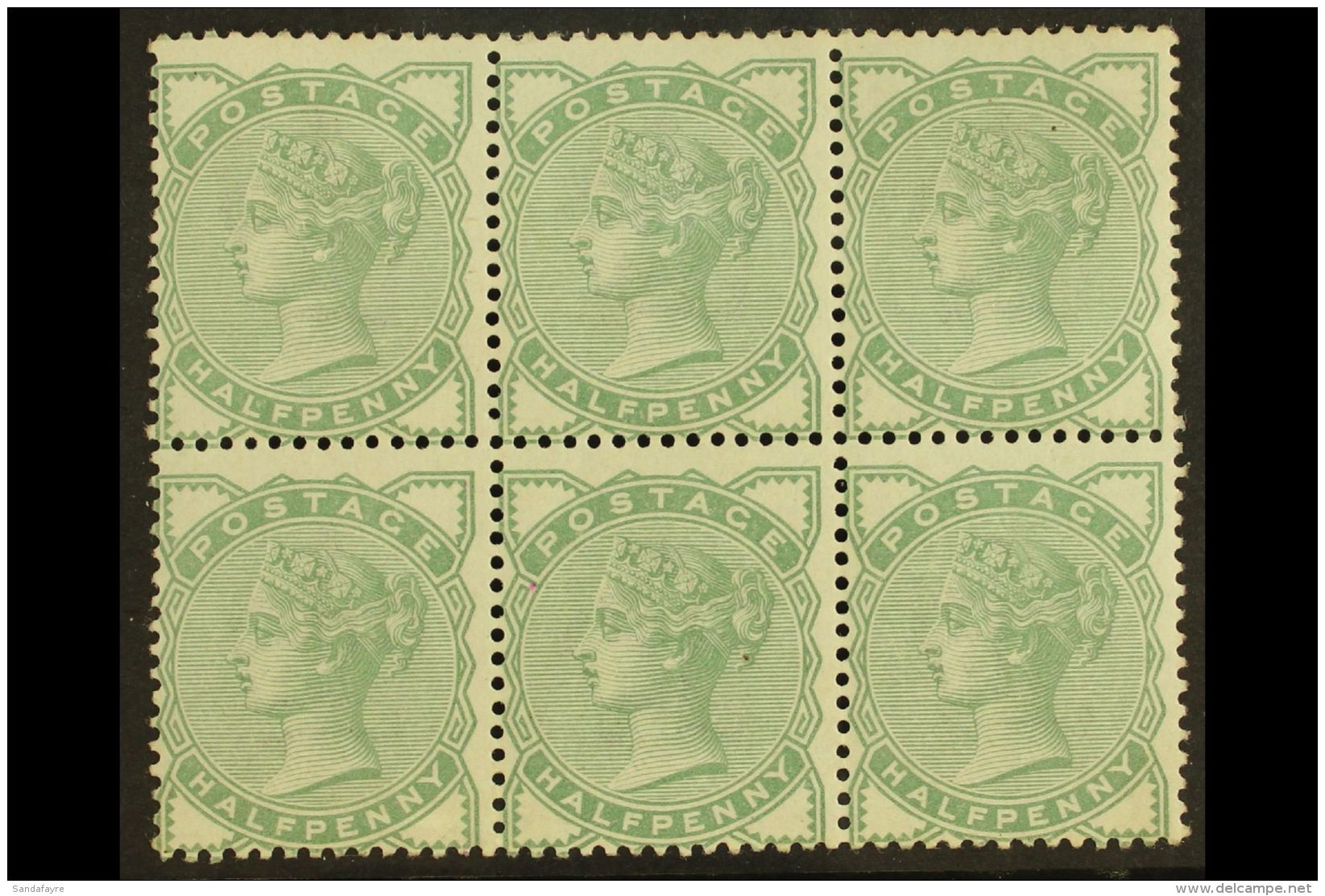 1880-81 &frac12;d Pale Green, SG 165, BLOCK OF SIX (3 X 2) Never Hinged Mint. For More Images, Please Visit... - Otros & Sin Clasificación