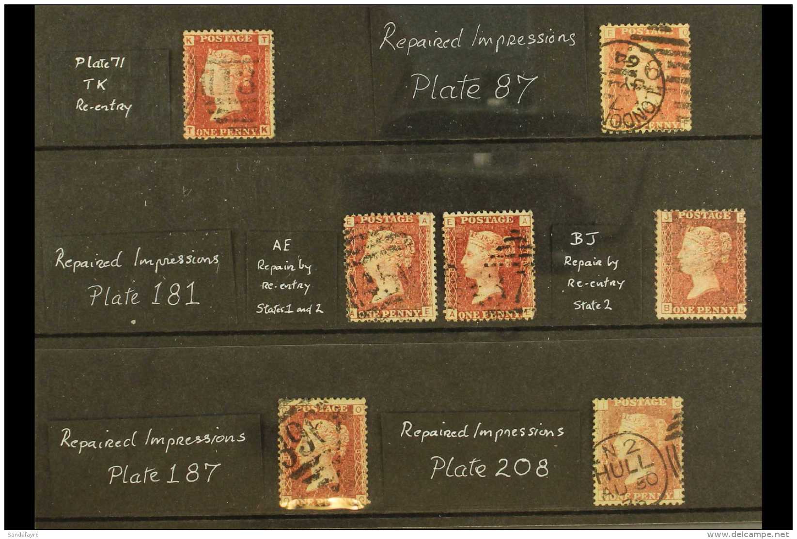 1858-79 REPAIRED  IMPRESSIONS. 1d Reds (SG 43/44) Used Group Of Repaired States, Comprising Plate 71 'TK' Re-entry... - Sonstige & Ohne Zuordnung
