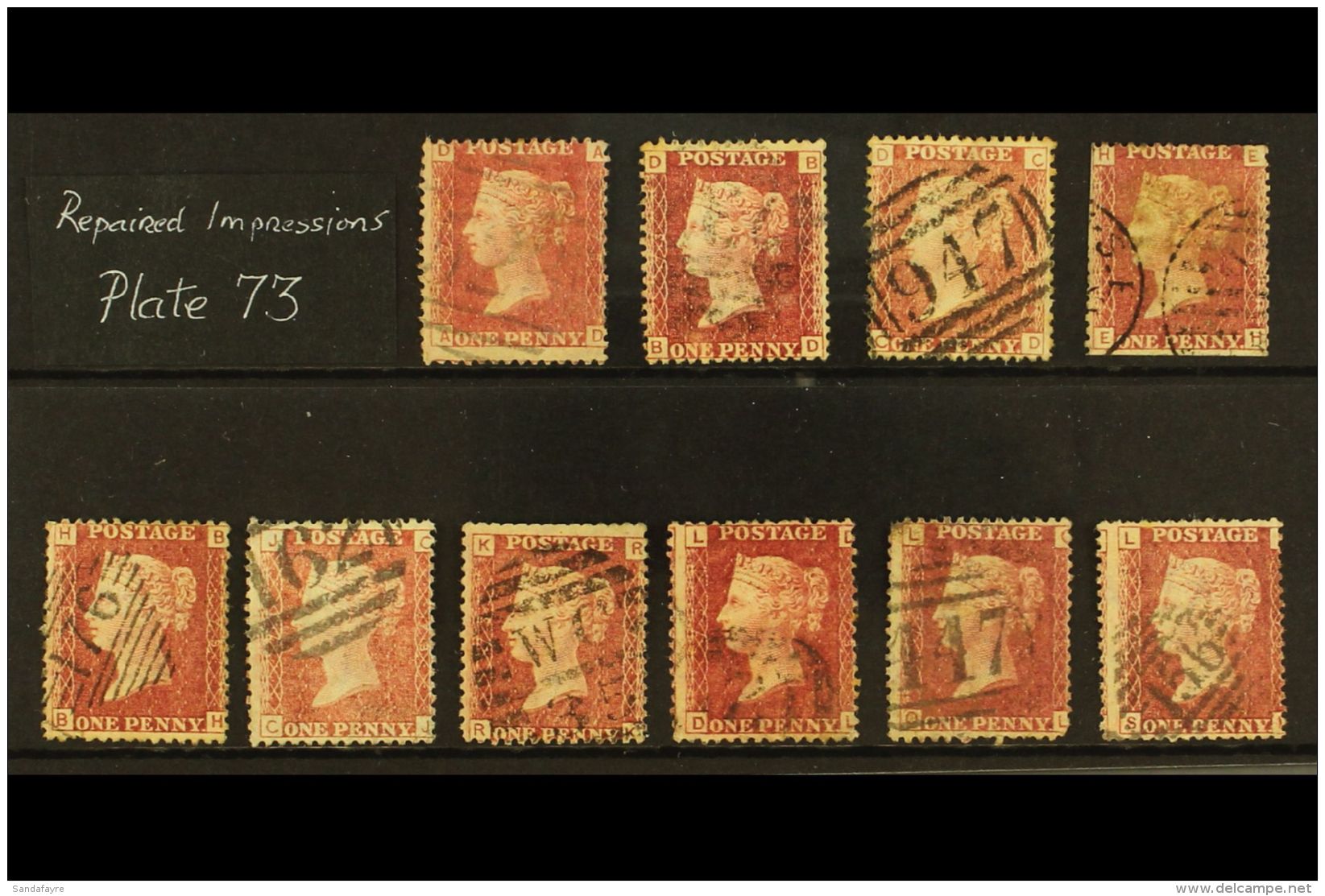 1858-79 PENNY RED REPAIRED  IMPRESSIONS. A Seldom Seen Specialised Group Of Plate 73 - 1d Reds SG 43/44 (GB... - Altri & Non Classificati