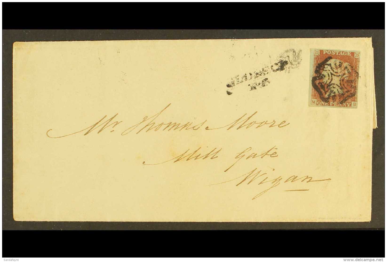 1841 MANCHESTER "FISH - TAIL" MALTESE CROSS ON COVER. 1841 (20 May) Entire Letter Sheet From Manchester To Wigan... - Altri & Non Classificati