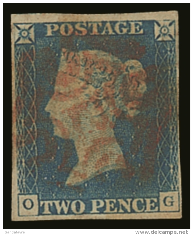 1840 2d Pale Blue 'OG' Plate 1, SG 6, Fine Used With 4 Margins &amp; Light Red MC Cancellation. For More Images,... - Altri & Non Classificati