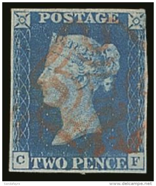 1840 2d Milky Blue 'CF' Plate 1, SG Spec DS3, Very Fine Used With 4 Close To Good Neat Margins &amp; Attractive... - Sonstige & Ohne Zuordnung
