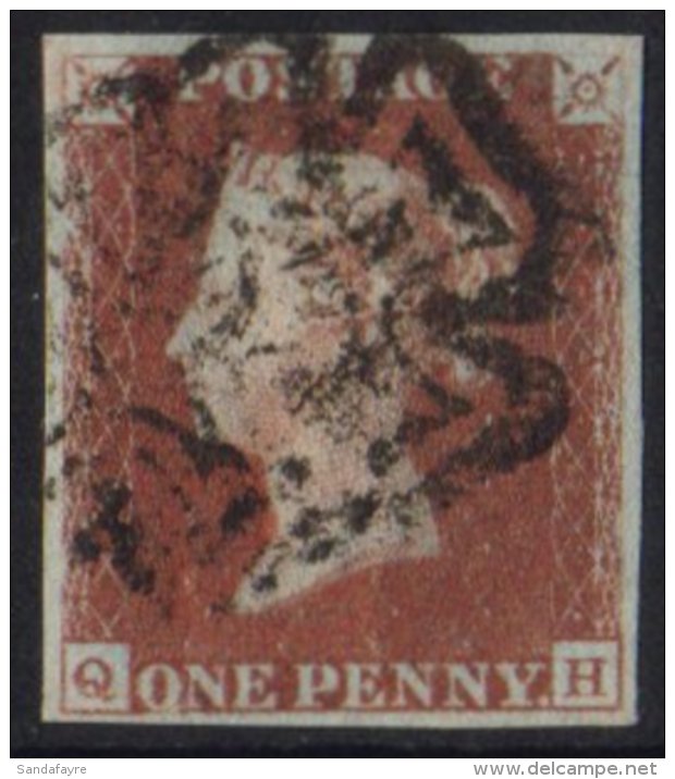 1841 1d Red- Brown 'QH' From 'black' Plate 9 With MANCHESTER 'fish Tail' Maltese Cross Postmark, SG Spec AS57ub,... - Non Classés