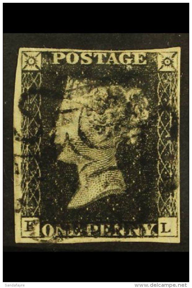 1840 1d Black 'FL', Plate 9, Fine Used With Four Good To Close Margins And Black Maltese Cross Cancel.  For More... - Non Classificati