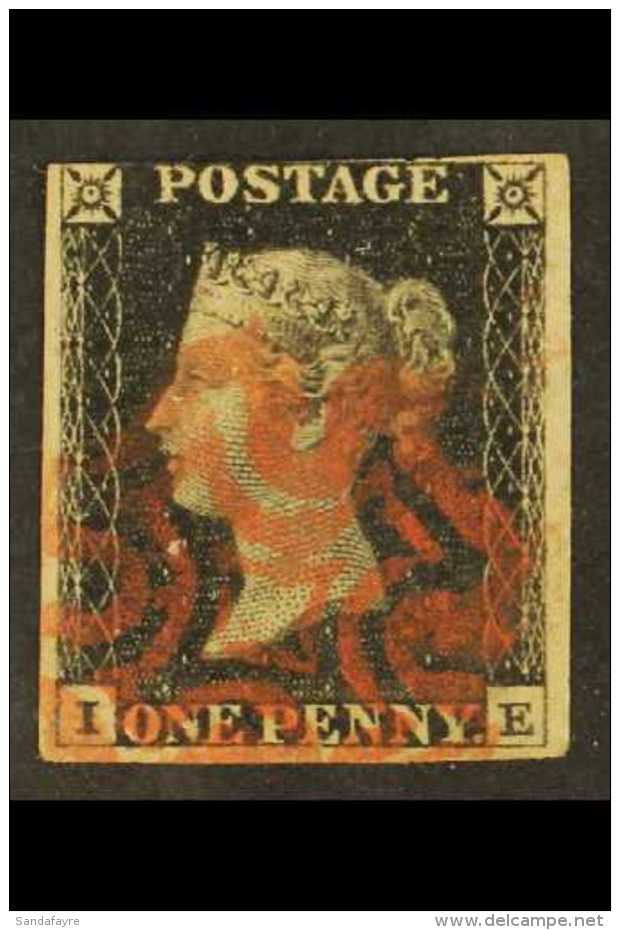 1840 1d Black 'IE' Plate 1b, SG 2, Used With 3+ Margins And Fine Red Maltese Cross Cancel. For More Images, Please... - Ohne Zuordnung