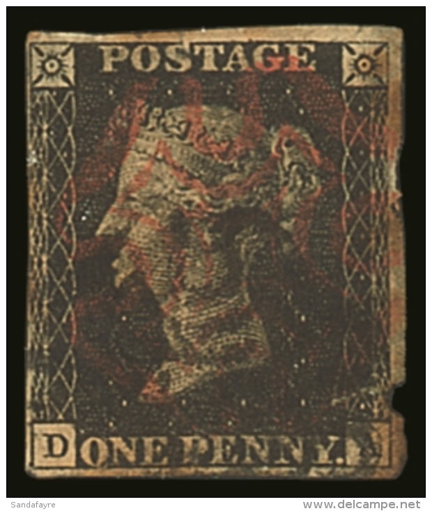 1840 1d Black 'DA' Plate 8, With Clear Maltese Cross Postmarks In BOTH RED AND BLACK, SG Spec. A1vk, Four Margins,... - Non Classificati
