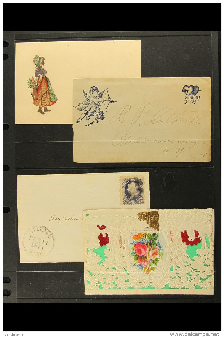 VALENTINE CARDS Early To Mid Period Cards And Scraps Including An 1871 Card With Original Stamped Wrapper. (approx... - Other & Unclassified