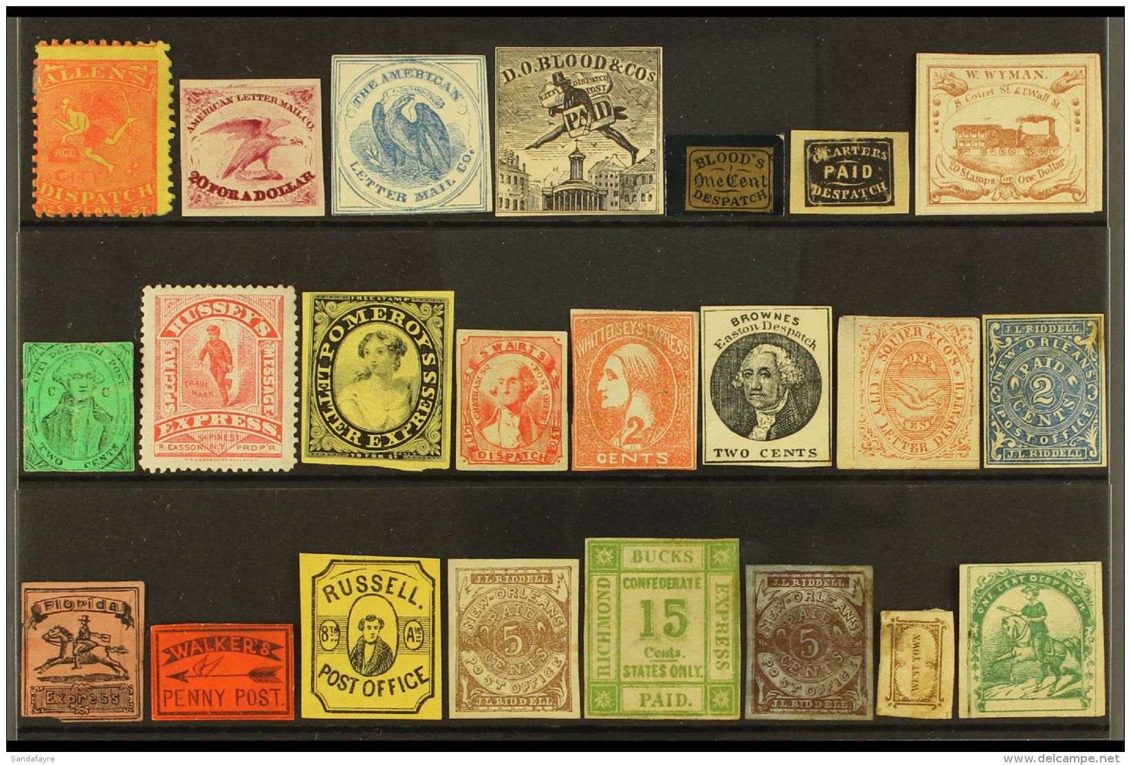 LOCAL STAMPS 19th Century All Different Group, Mostly Bogus Or Reprints, A Few Faults But Mostly Good To Fine... - Other & Unclassified