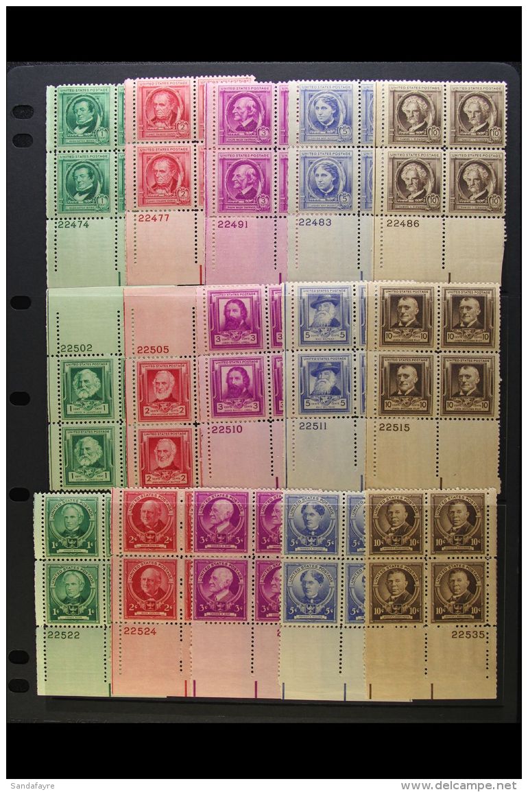 1940 Fampus Americans Complete Set, Scott 859/93, Fine Never Hinged Mint Corner PLATE BLOCKS Of 4, Very Fresh... - Altri & Non Classificati