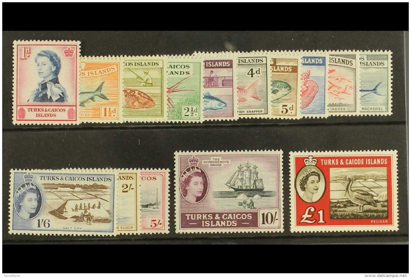 1957-60 Complete Definitive Set To &pound;1 Pelican, SG 237/250 And 253, Never Hinged Mint. (15 Stamps) For More... - Turcas Y Caicos