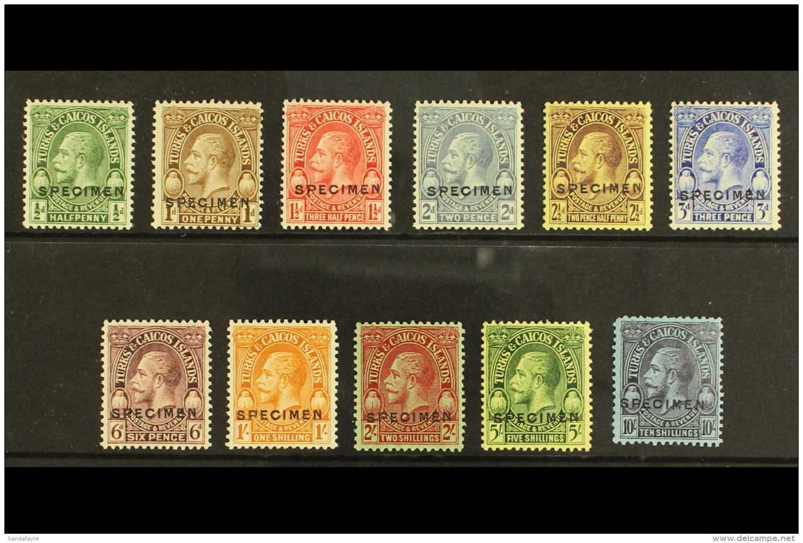 1928 Complete Set With "SPECIMEN" Overprints, SG 176s/86s, Very Fine Mint, Fresh &amp; Attractive. (11 Stamps) For... - Turks E Caicos