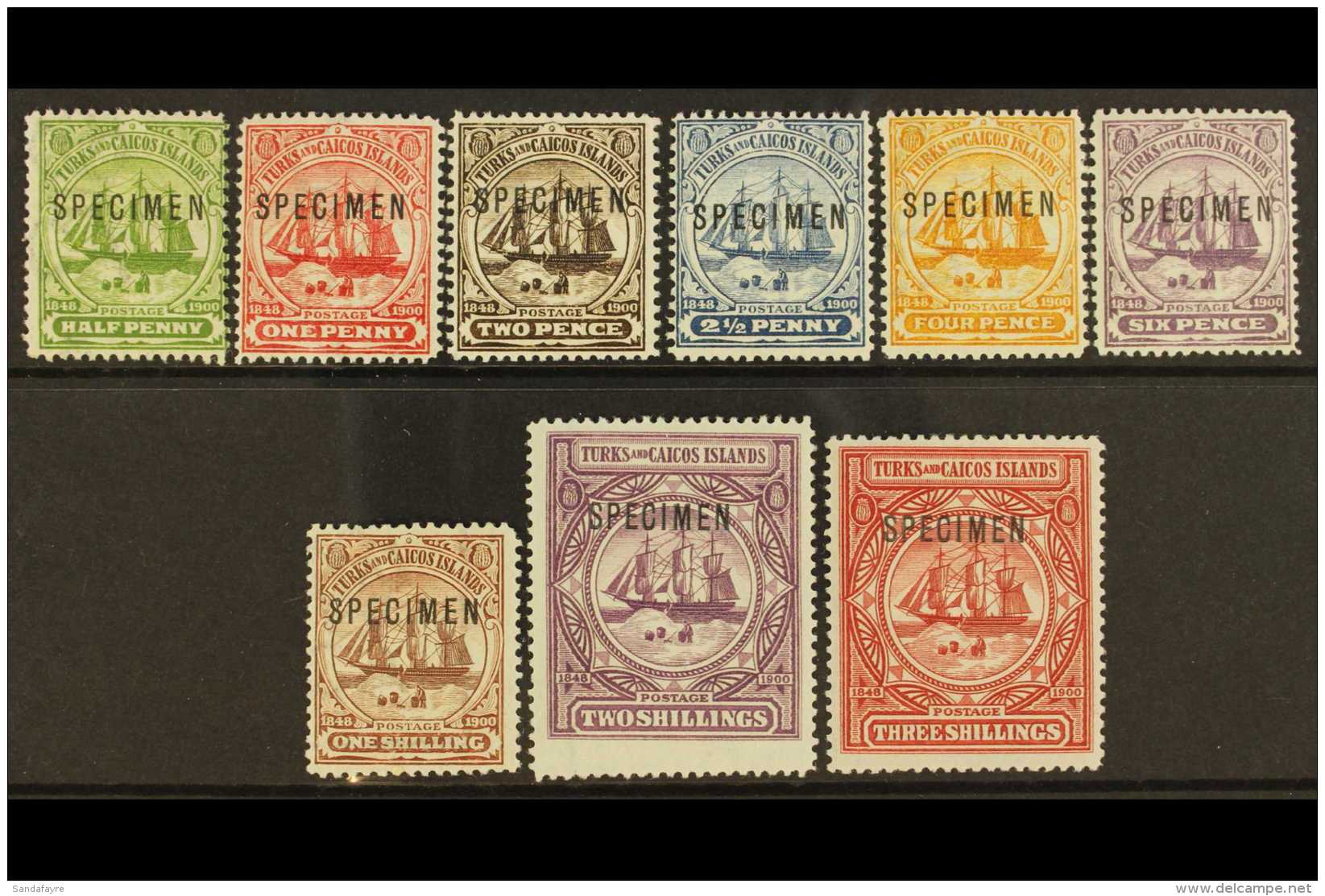 1900-04 Complete Set With "SPECIMEN" Overprints, SG 101s/09s, Very Fine Mint, Fresh &amp; Attractive. (9 Stamps)... - Turks E Caicos