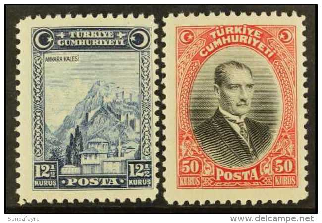 1929 (first "U" Of "CUMHURIYETI" Without Umlaut) 12&frac12;k And 50k, Mi 889/90, Fine Mint, Very Lightly Hinged.... - Altri & Non Classificati