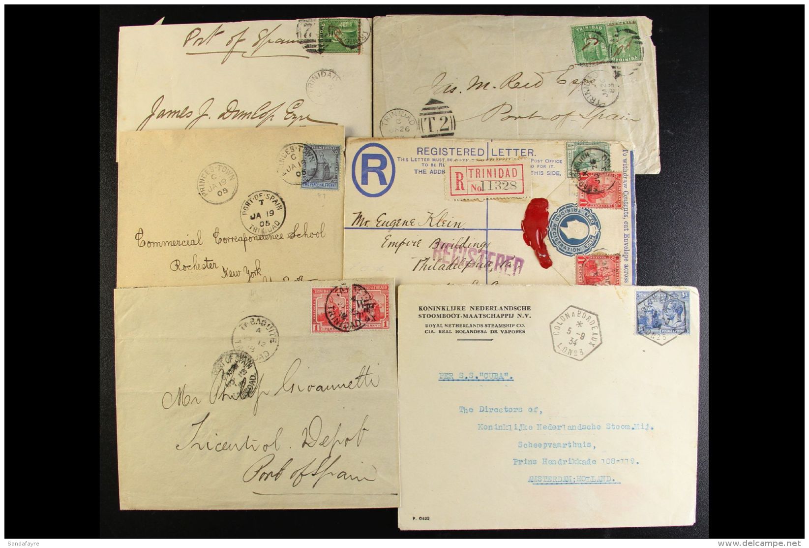 1882-1958 COVERS ASSEMBLY Includes 1882 Cover Bearing "1d" Manuscript Surcharge In Red, 1883 Cover Bearing 1d... - Trinidad Y Tobago