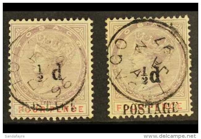 1896 &frac12;d On 4d Lilac And Carmine, Both Settings, SG 33 + 33a, Very Fine Used. (2 Stamps) For More Images,... - Trinidad & Tobago (...-1961)