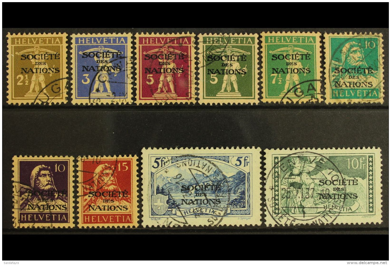 LEAGUE OF NATIONS 1927-31 "Societe Des Nations" Overprinted Set, Mi 26/35, Very Fine Used (10 Stamps) For More... - Altri & Non Classificati