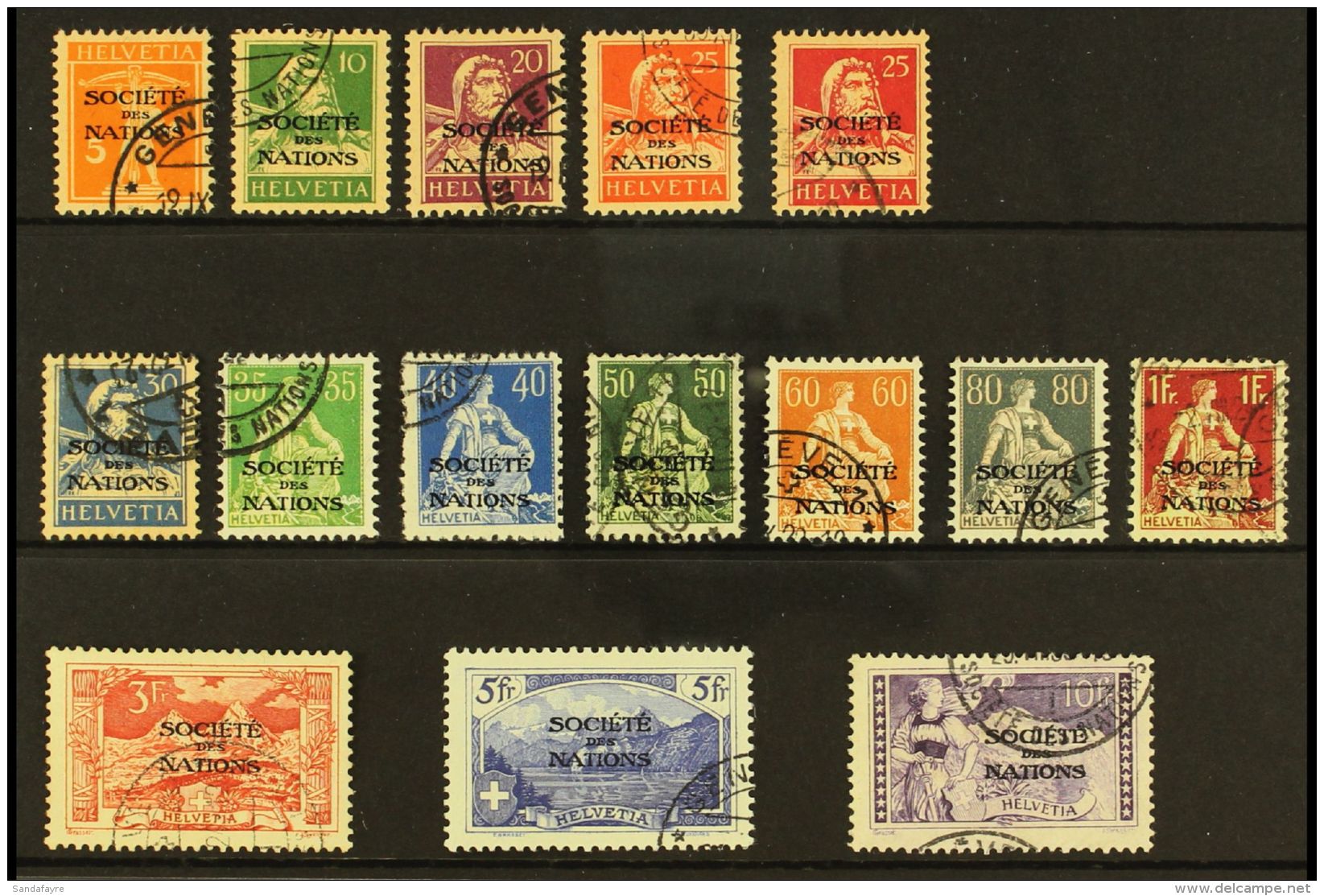 LEAGUE OF NATIONS 1922-44 "Societe Des Nations" Overprinted Set, Mi 1x/15x, Very Fine Used (15 Stamps) For More... - Altri & Non Classificati