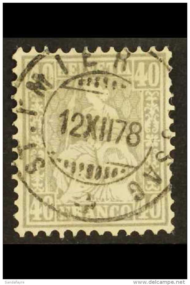 1867 40c Grey On White Paper Wmk Cross In Double Lined Oval, SG 66, Very Fine Used. For More Images, Please Visit... - Altri & Non Classificati