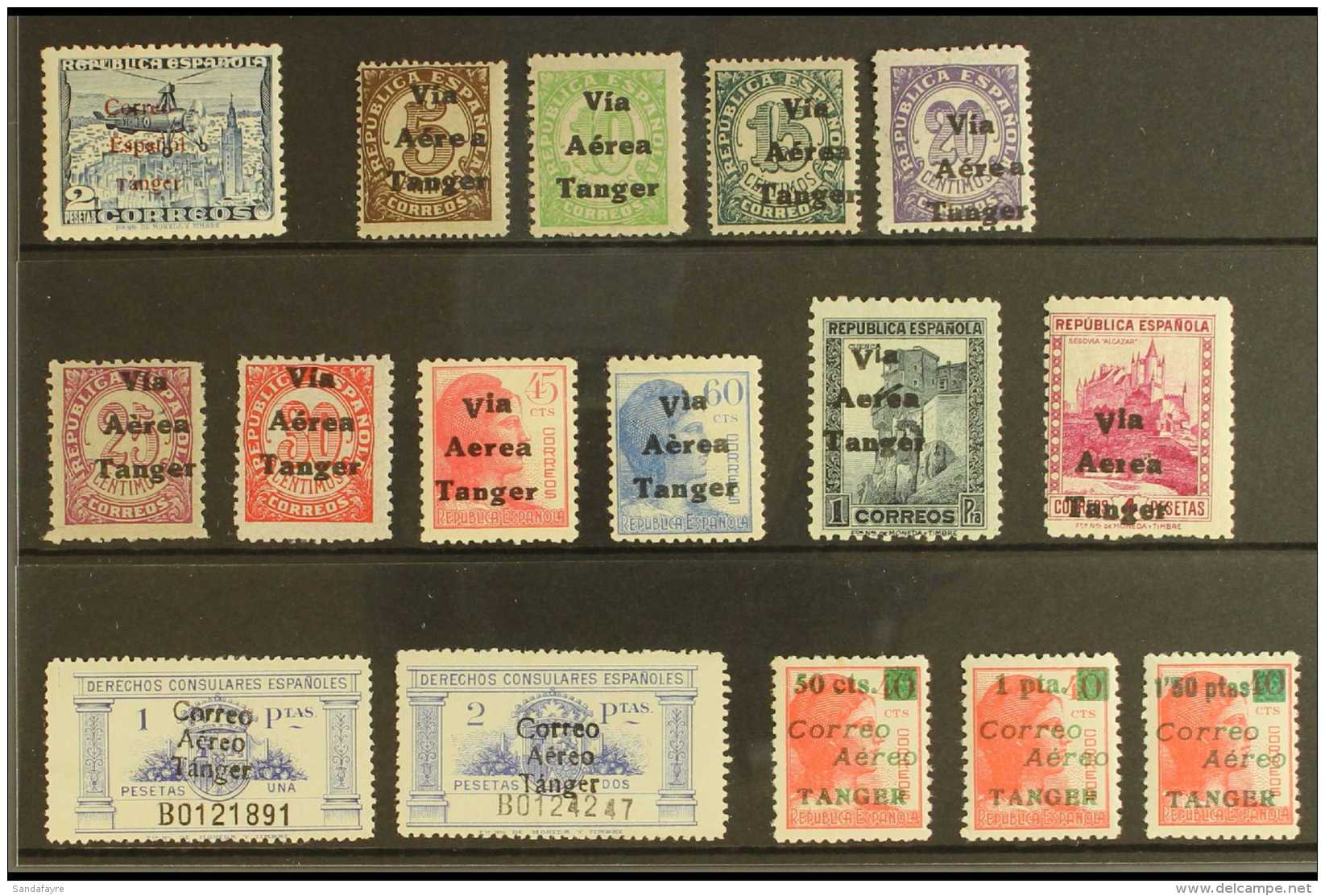 TANGIER 1938-40 MINT AIR POST Selection On A Stockcard. Inc 1938 2p &amp; "Via Aerea Tanger" Opts To 1p &amp; 4p,... - Otros & Sin Clasificación